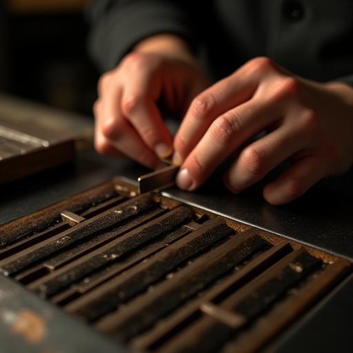 Artisan's hands carefully polishing a grill component.